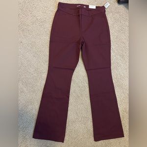NWT Old Navy High Waisted Maroon Pixie Flare Slacks Size 12